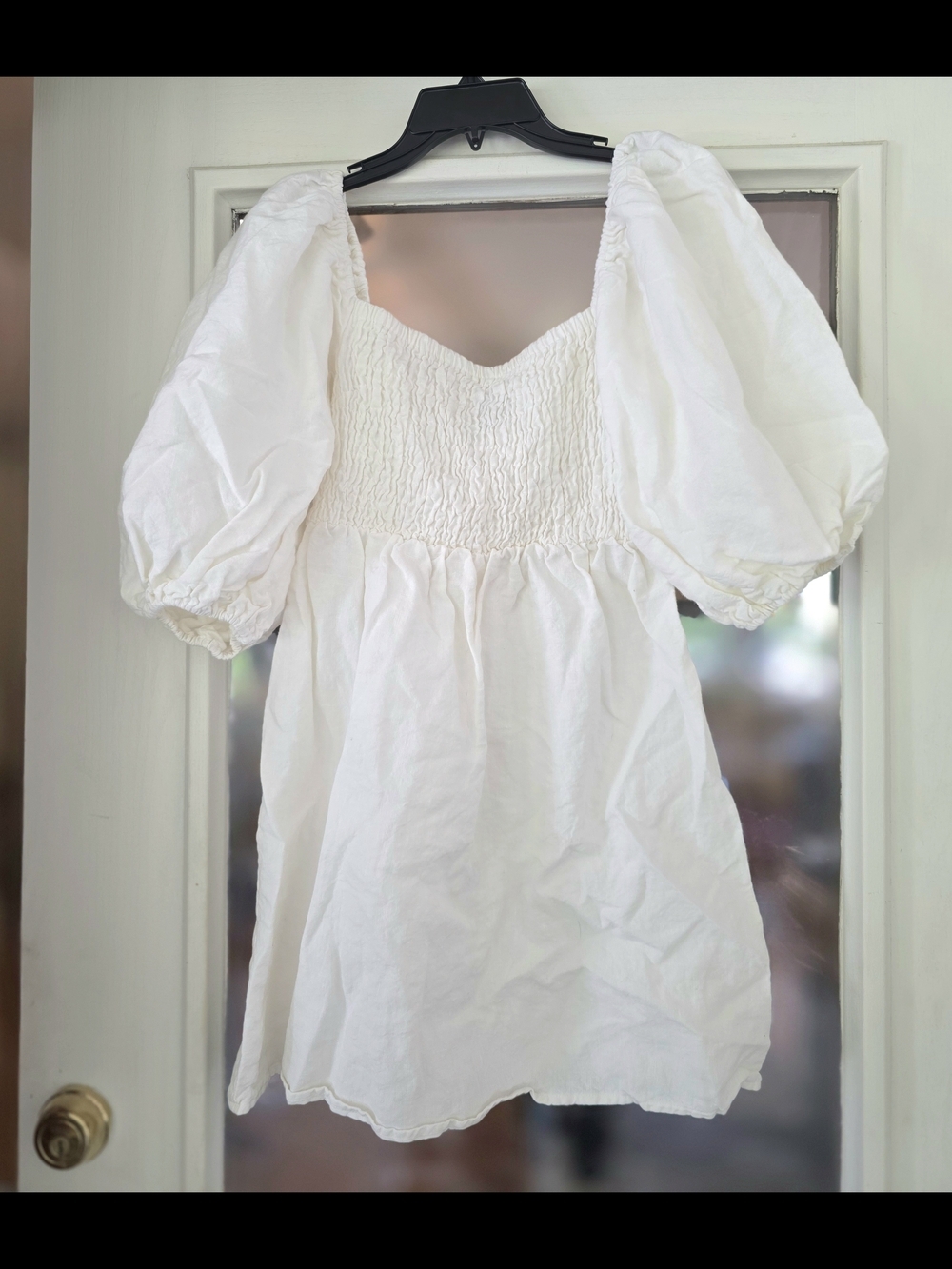 Tuckernuck Annie 100% Linen White Smocked Off Shoulder Minj Dress Medium M